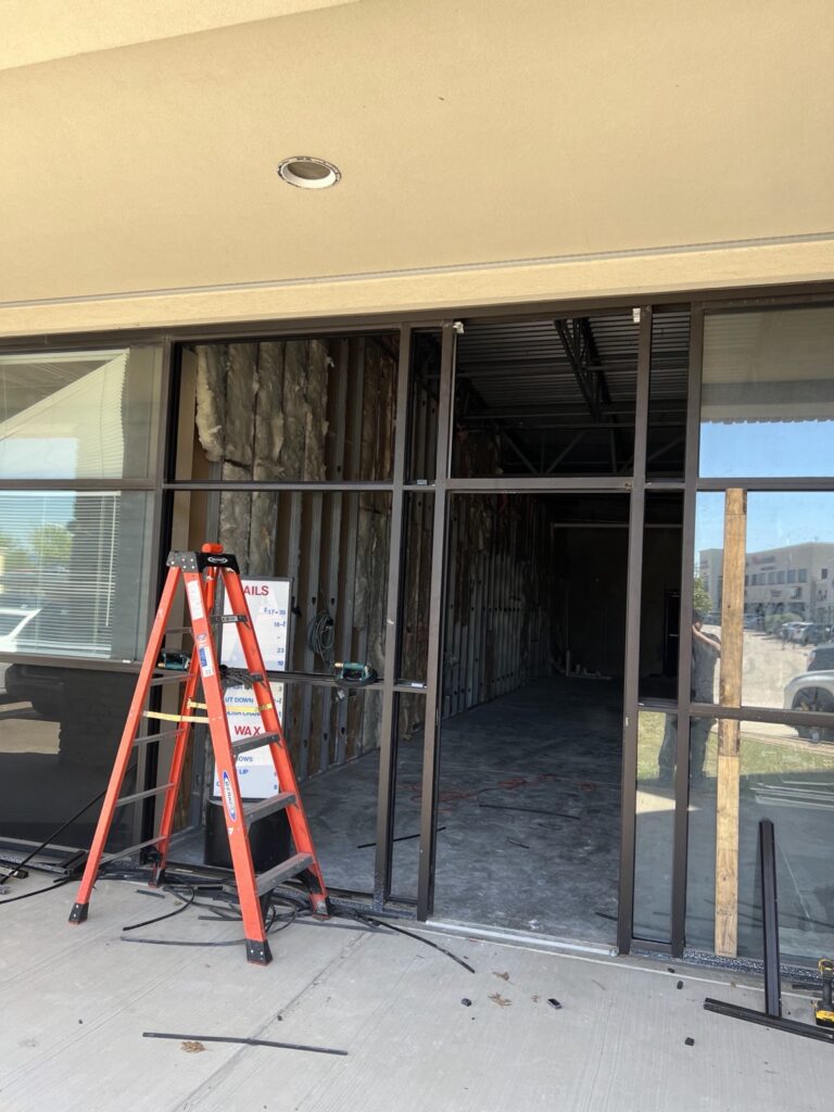 Existing storefront during field modification