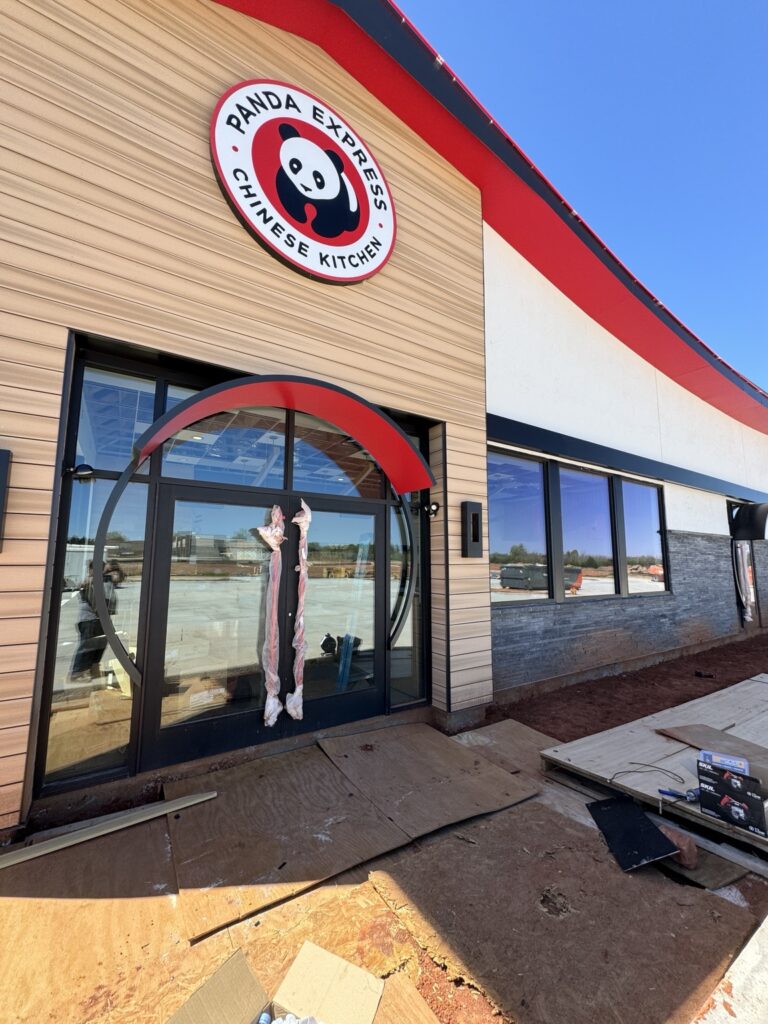 Panda Express storefront and entrance with dark aluminum framing